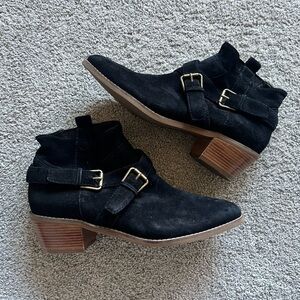 Cole Haan Z1119 Women’s Size 7 Jensynn Black Ankle Boots Buckles Straps Booties